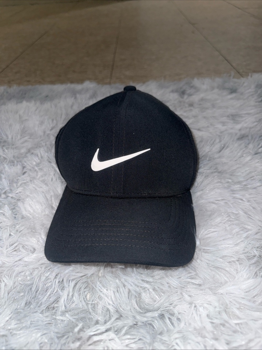 Nike Black Baseball Cap with White Swoosh